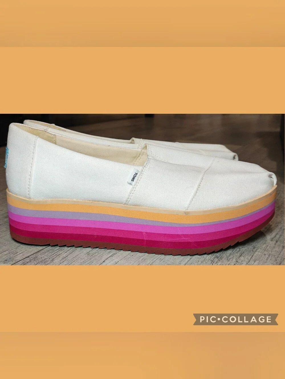 ✨🌈NWOT TOMS Alpargata Rainbow Platform Wedge Espadrilles Slip-Ons ✨🌈